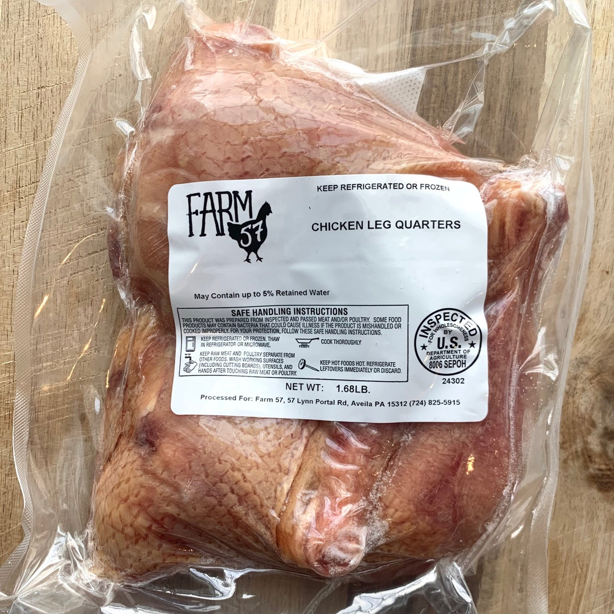 Vacuum sealed and frozen leg quarters